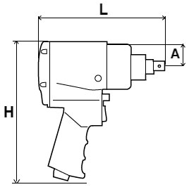 Dimensions of a Pistol Grip Impact Wrench from Chicago Pneumatic